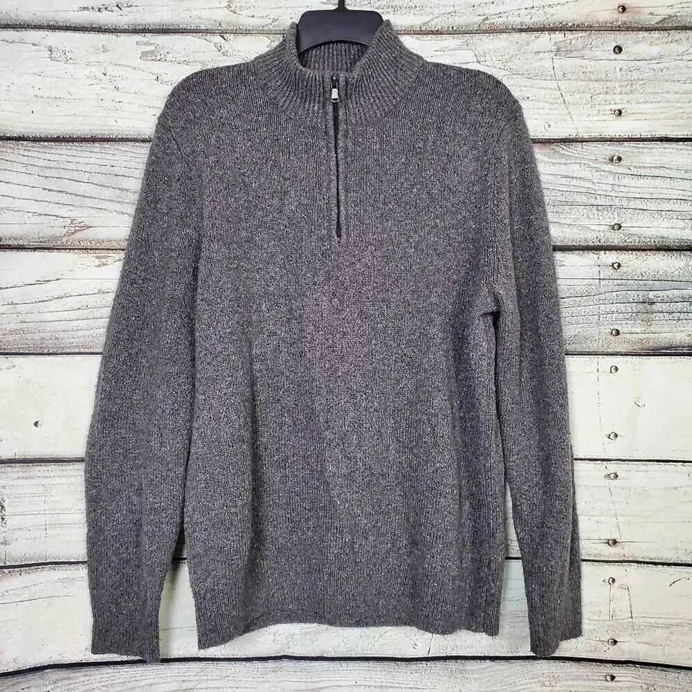 Sonoma Goods for Life Women’s Sweater M Gray Mock Neck 1/4 Zip Pullover Knit